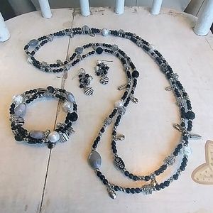 Chico's Black & White Beaded Jewelry Set